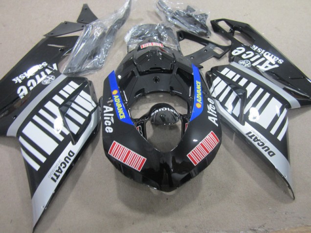 Carene Moto Ducati 1098 07-14 - Nero Bianco Advance Alice Carene Moto Ducati 1098 07-14 - Nero Bianco Advance Alice