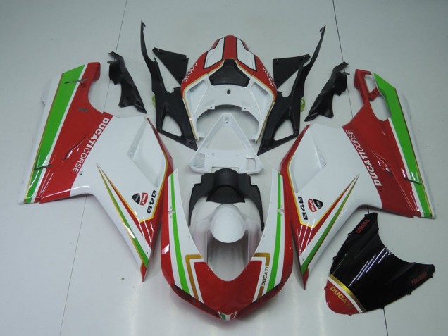Carene Moto Ducati 848 1098 1198 07-14 - Rosso Bianco & Verde Carene Moto Ducati 848 1098 1198 07-14 - Rosso Bianco & Verde