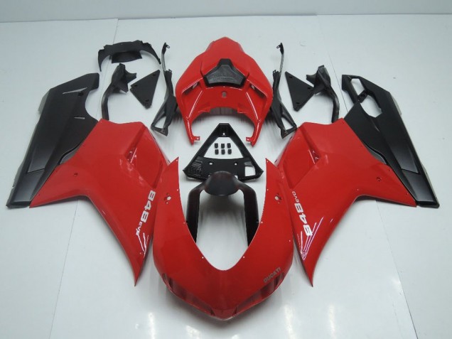 Carene Moto Ducati 848 1098 1198 07-14 - Stile OEM Rosso con Nero Opaco Side