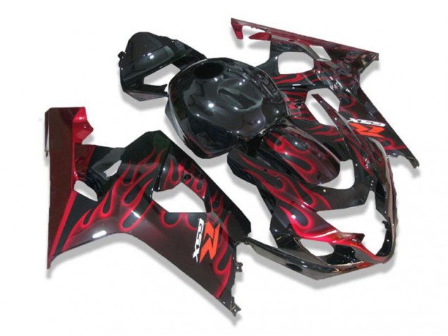 Carene Moto GSXR 600 / 750 K4 04-05 - Nero Rosso Fiammas Carene Moto GSXR 600 / 750 K4 04-05 - Nero Rosso Fiammas