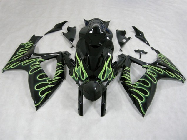 Carene Moto GSXR 600 K6 06-07 - Nero Verde Fiamma Carene Moto GSXR 600 K6 06-07 - Nero Verde Fiamma