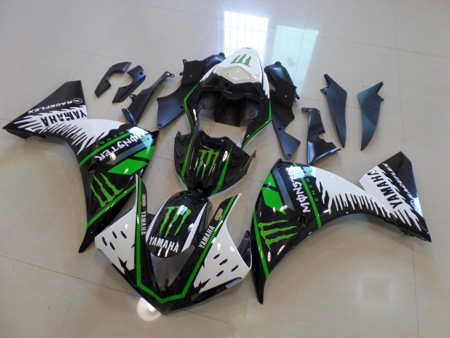 Carene Moto R1 12-14 - Bianco Verde Big Monster