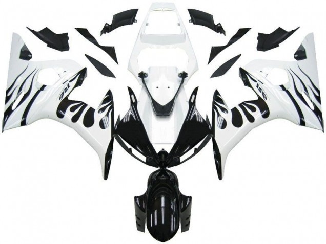 Carene Moto R6 03-05 - Bianco Fiamma Nero Carene Moto R6 03-05 - Bianco Fiamma Nero