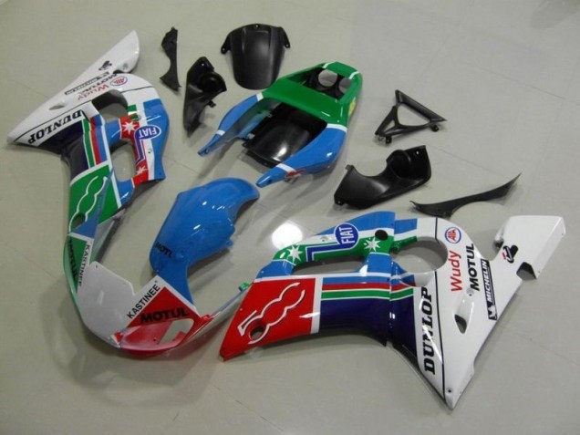 Carene Moto R6 98-02 - Blu Bianco Verde Rosso Wudy Motul Dunlop Carene Moto R6 98-02 - Blu Bianco Verde Rosso Wudy Motul Dunlop