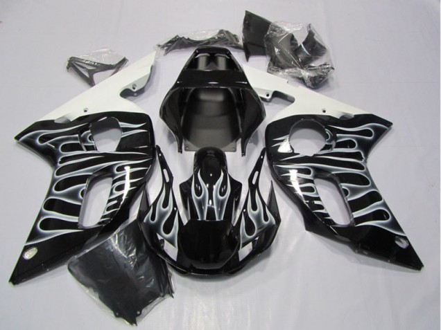 Carene Moto R6 98-02 - Nero Bianco Fiamma
