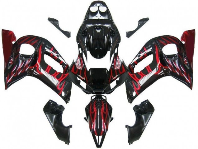 Carene Moto R6 98-02 - Nero Rosso Fiamma