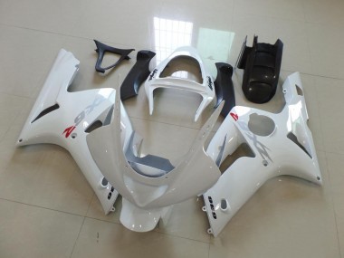 Carene Moto ZX6R 03-04 - Bianco con Argento Decalcomanie