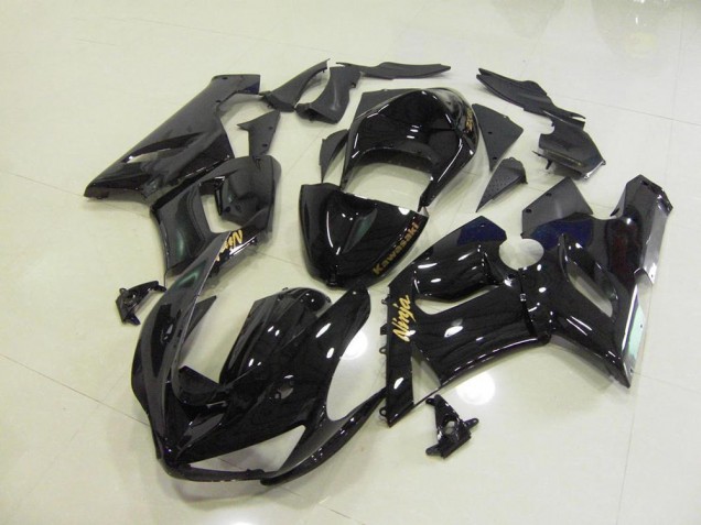 Carene Moto ZX6R 05-06 - Lucido Nero Oro Decalcomanie