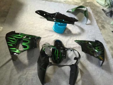 Carene Moto ZX9R 02-03 - Lucido Nero Verde Fiamma